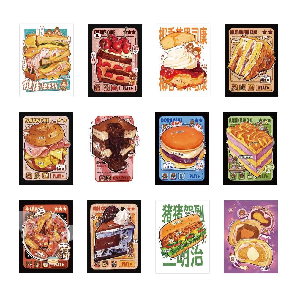10/30/60pcs Stile Disegnato A Mano Dessert Poster Adesivi Retro Estetica Decalcomanie Telefono Valigia Simpatico Cartone Animato Adesivo Divertimento per i Giocattoli
