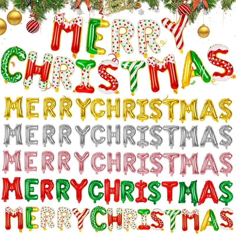 Buon Natale Palloncino foil Sfondo Decorato Appeso Lettera Palloncini Decorazione della casa Globos Ornamento di Natale Forniture per feste 2025