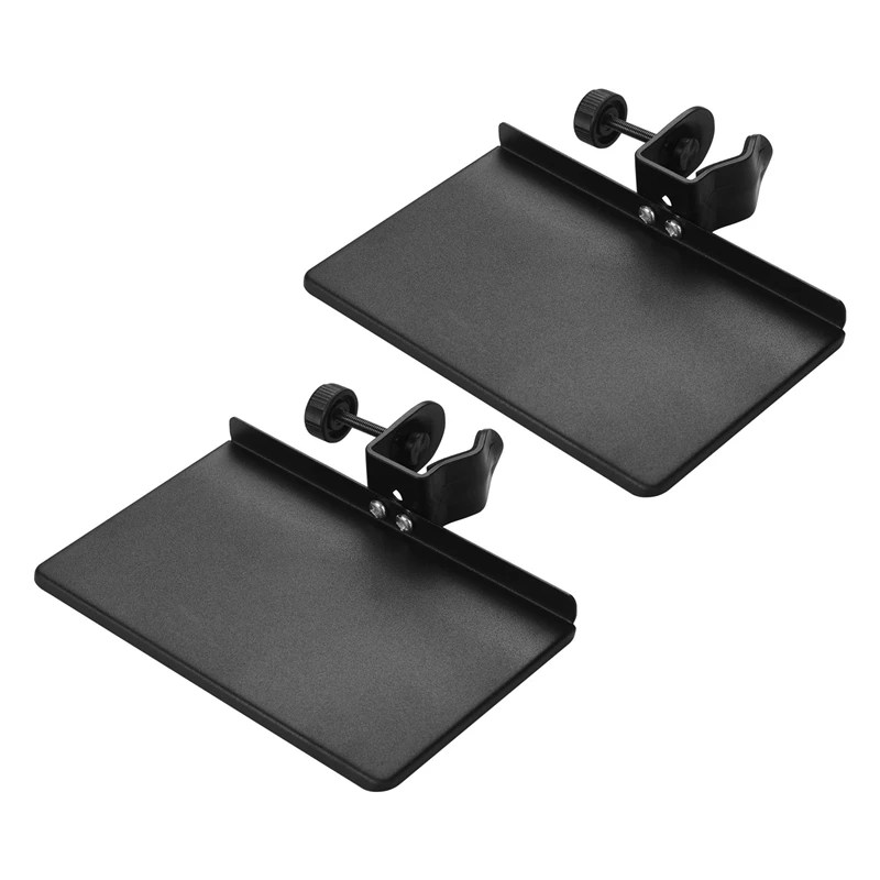 Hot 2X Universal Microphone Stand Clamp-On Tray Metal Material With Mounting Clamp