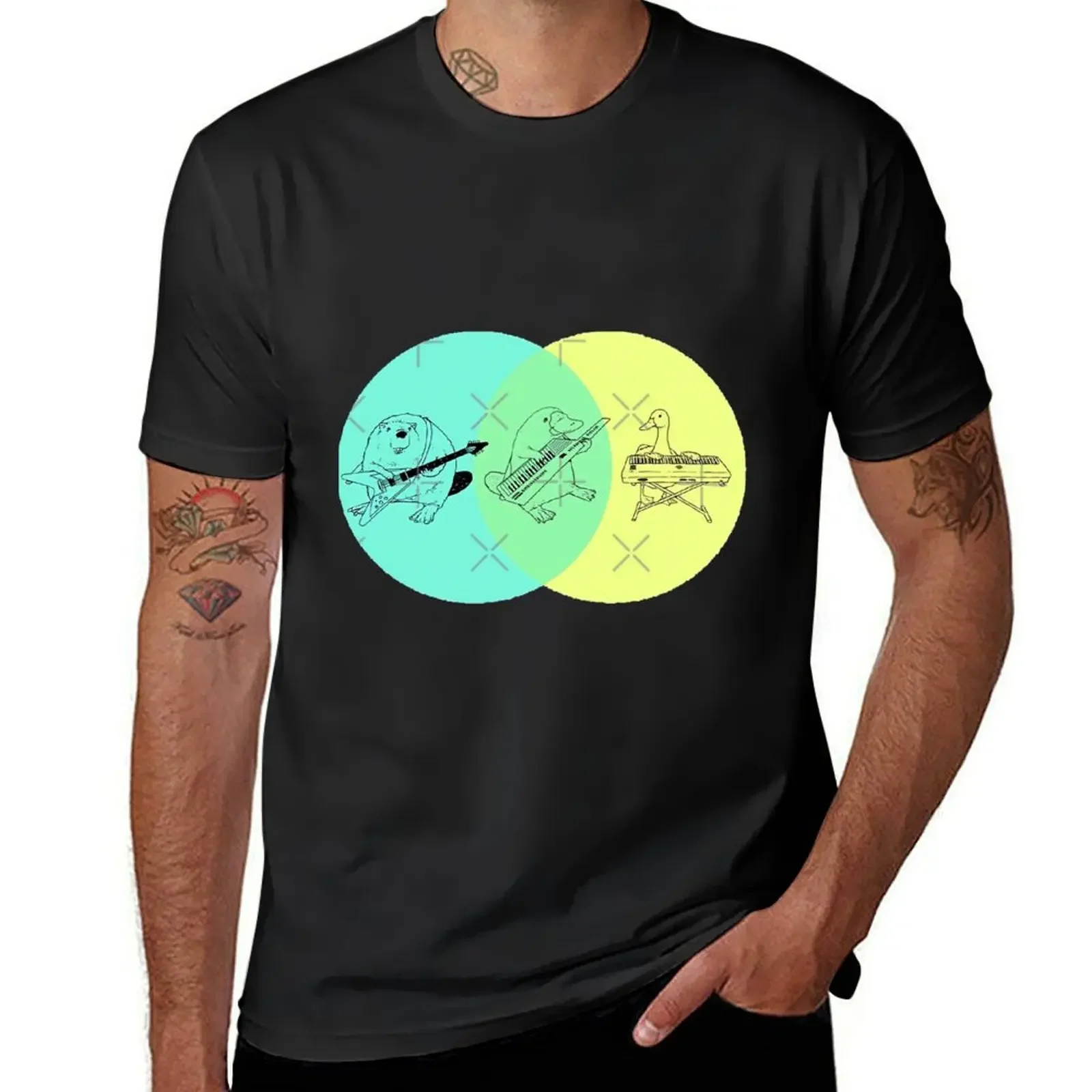 

Keytar Platypus Venn Diagram T-Shirt kawaii clothes customs design your own summer tops oversized graphic tee mens clothes