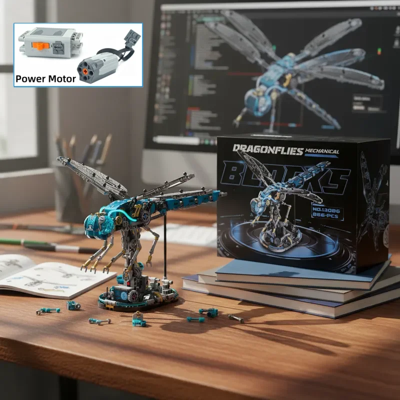 

866pcs MOC Mechanical Dragonfly Building Blocks Set Animal Creative DIY tabletop decorations Model Kids Adults birthday gifts