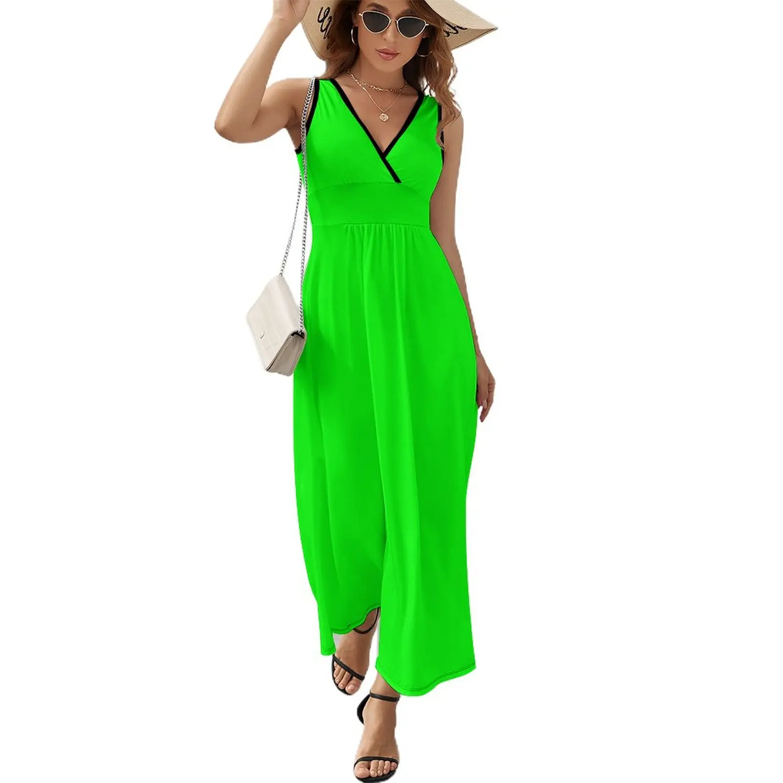 

Neon Green Sleeveless Dress Summer women's clothing luxury dress Womens dresses