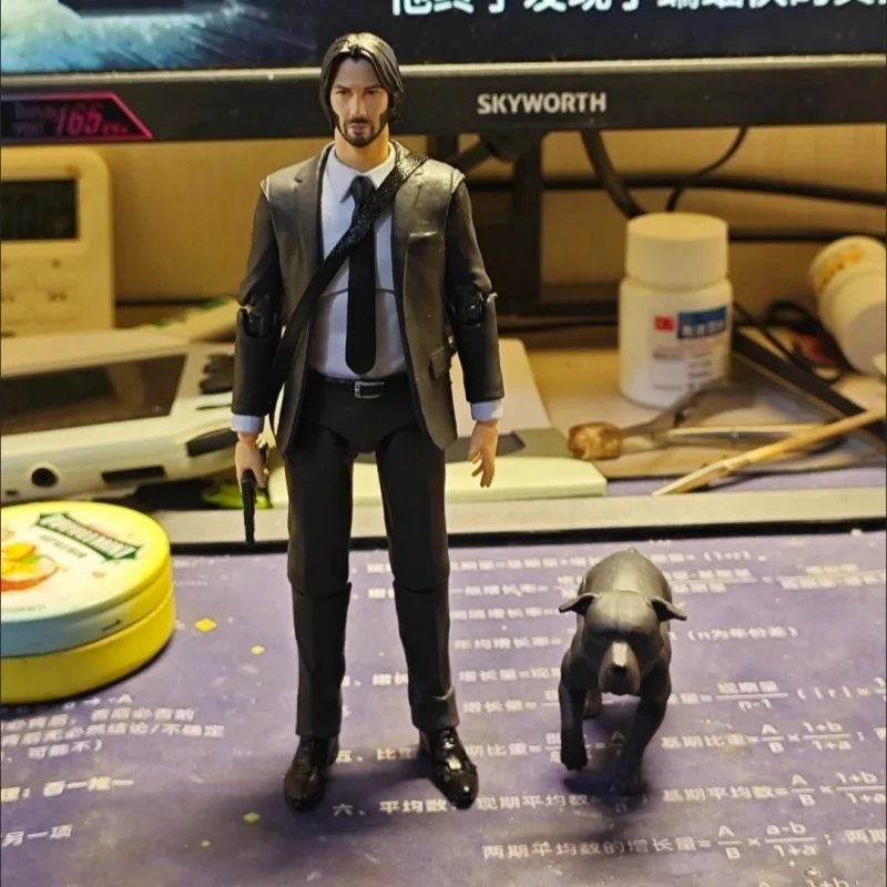 16cm john wick figura de ação modelo brinquedo pvc cão keanu reeves figura de ação estátua desktop coleção decoração presentes da criança