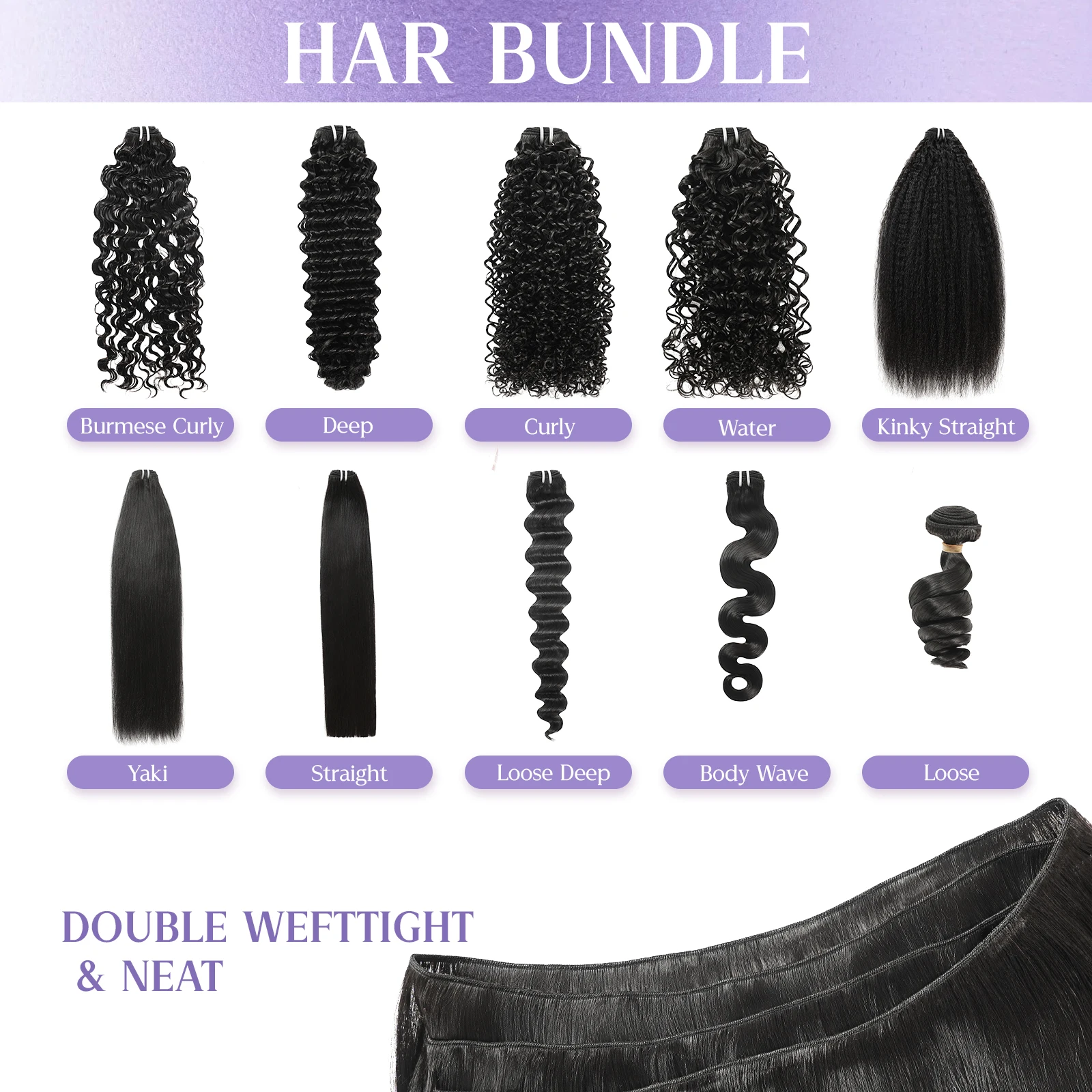 Powcign 100g/pc 스트레이트 헤어 번들 인간 모발 연장, 100% 처녀 미가공 인간 모발, 여성용 보이지 않는 고품질