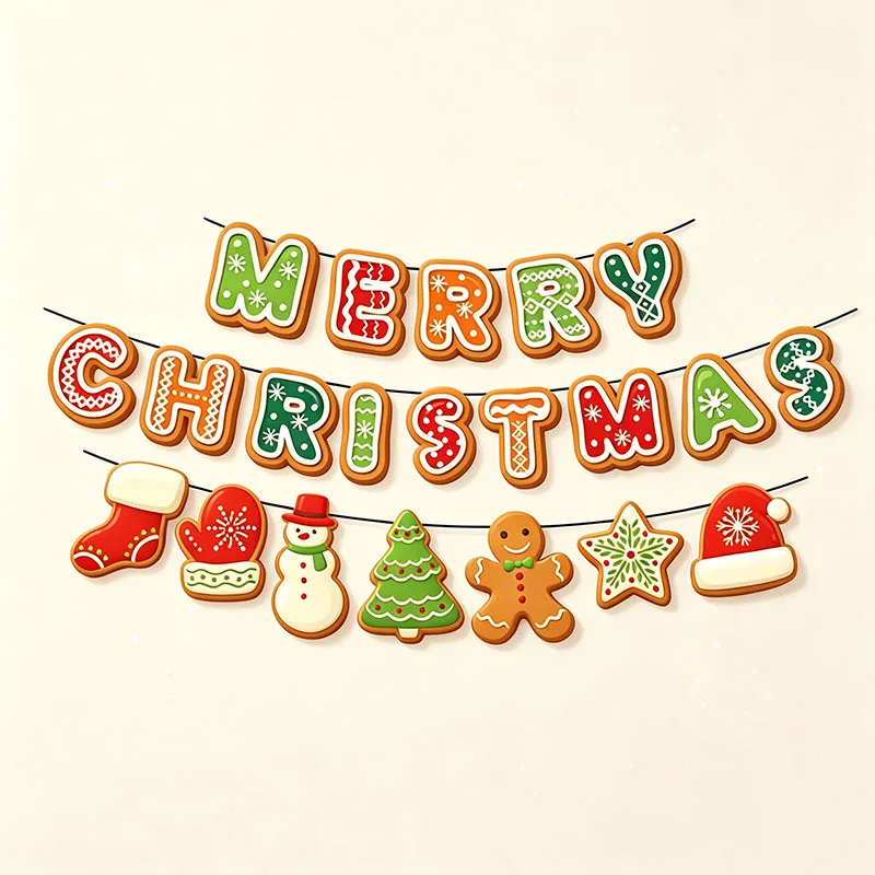 Santa Claus Snow Man 2026 Merry Christmas Theme Party Wall Hanging Flags Banners for Family House Holiday Festival Decoration