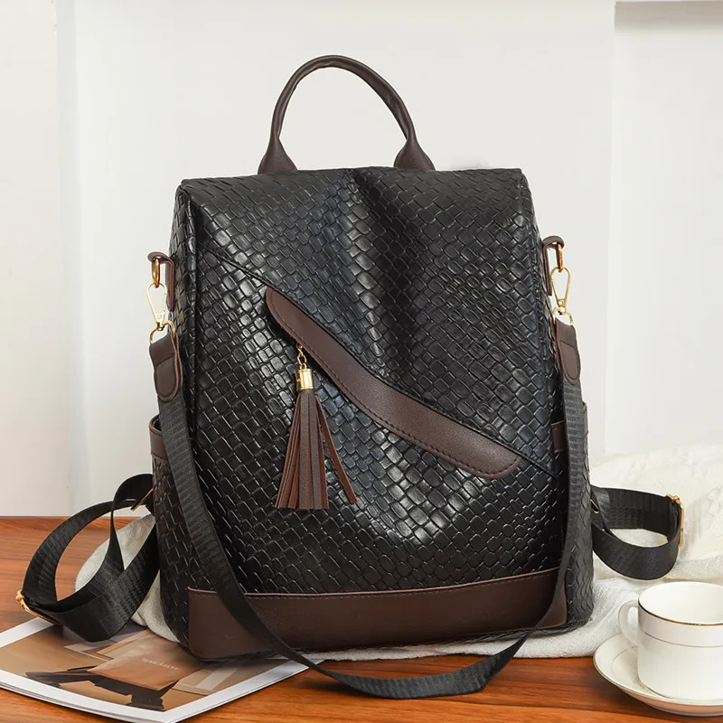 

Модный женский рюкзак большой емкости с кисточками, высококачественный женский винтажный дорожный рюкзак из искусственной кожи, женские рюкзаки