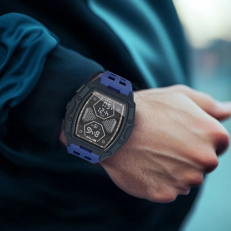 Simple Fashion Men's Multifunctional Electronic Watches Timing Function Alarm Clock Silicone Strap Military Sports Watch