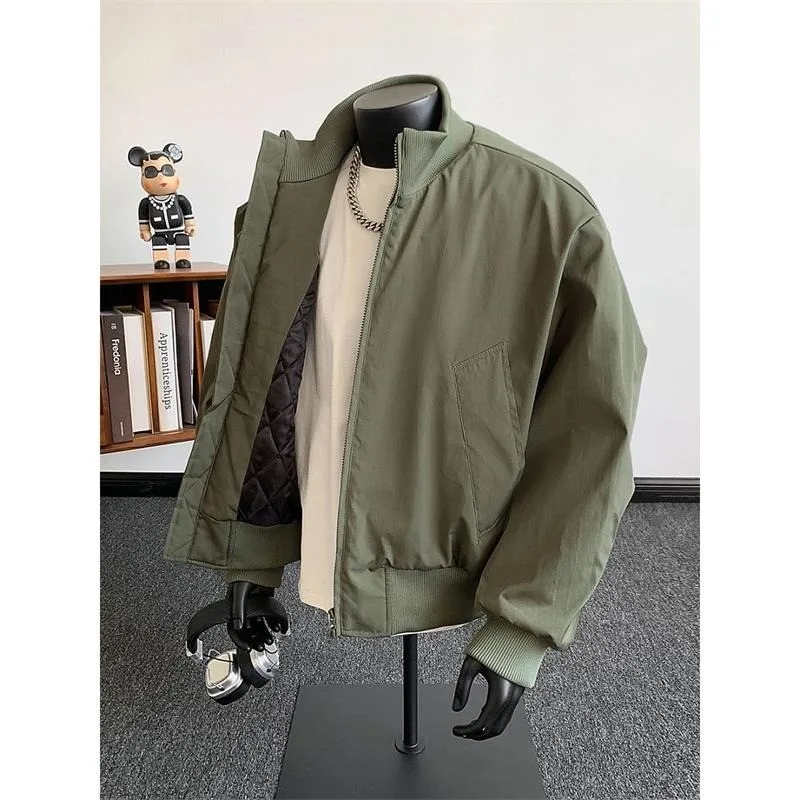 معطف Bla ort Flight Jaet American Sle للرجال للخريف والشتاء من القطن بياقة واقفة غير منتفخة