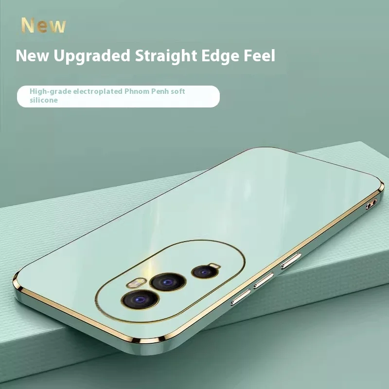 Suitable For Oppo Reno 11 12 Pro Fashion Mobile Phone Case Half Package Straight Edge Electroplated Solid Color Protective Case