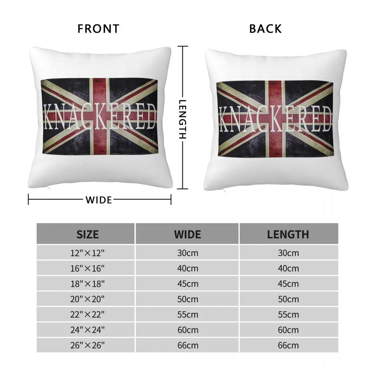 Knackered Union Jack Square Pillowcase Polyester Linen Velvet Printed Zip Decorative Throw Pillow Case Car Cushion Cover 18