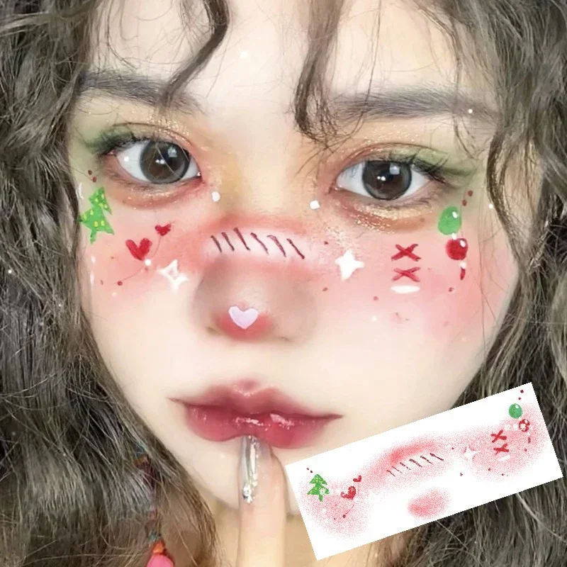 

Cute Christmas Face Stickers Corner of Eyes Temporary Body Art Tattoos Self Adhesive Love Sweet Colorful Party Accessories