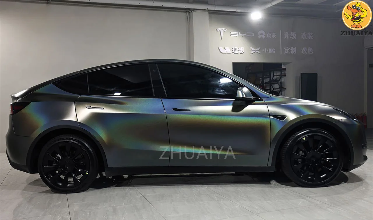 Highest quality glossy Rainbow laser Matt Grey ainbow vortex vinyl wrap car wrapping film car Wrap quality Warranty 5/10m/18m