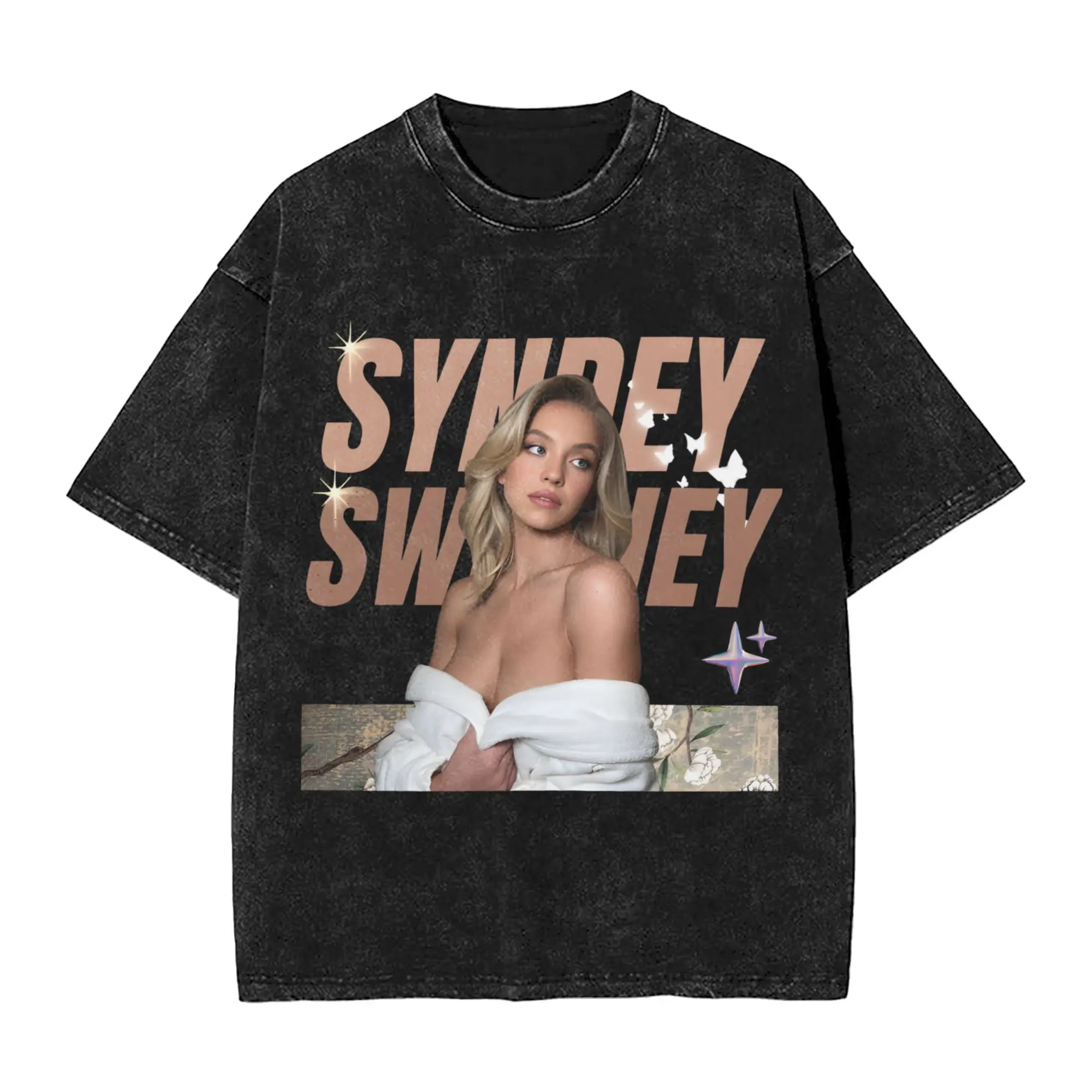 Cassie Howard Sydney Sweeney T Shirt Hip Hop Washed Short Sleeve High Street T-Shirts  Fashion Men Women Streetwear