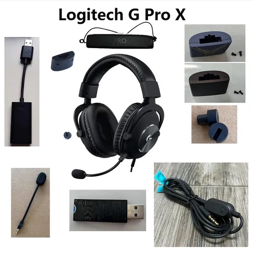 Imagen 1 del producto Piezas de repuesto originales para auriculares Logitech G Pro X, adaptador de hebilla de bisagra de repuesto, receptor, micrófono, tarjeta de sonido, cable de Audio