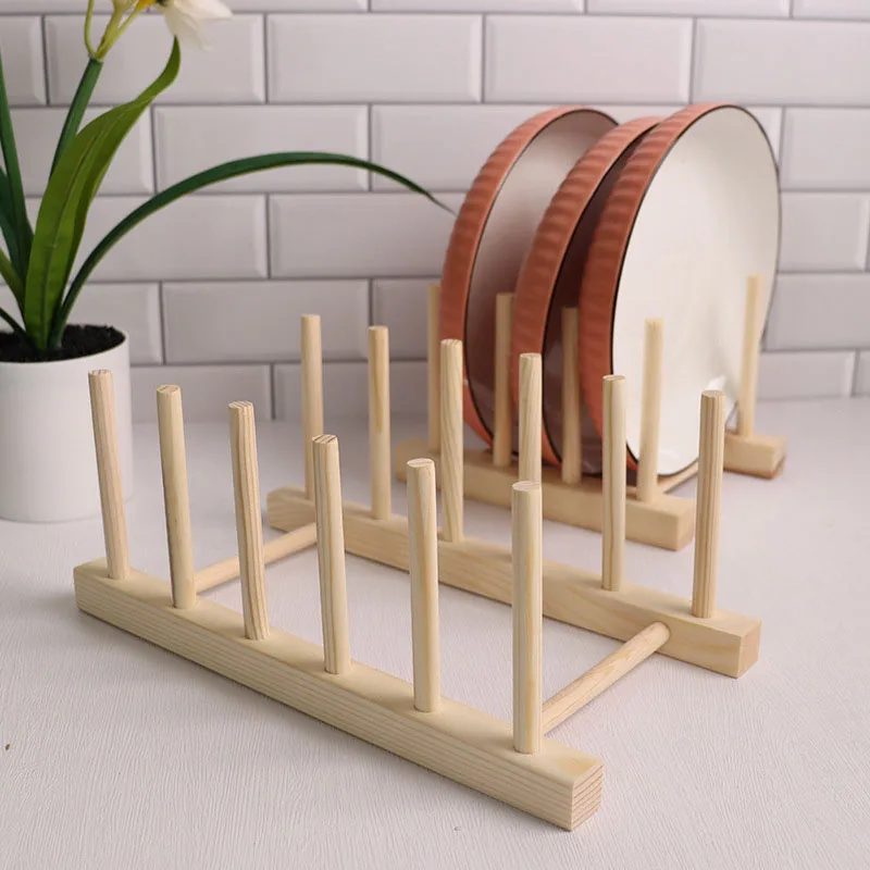 Multifunction Wooden Stand Rack Kitchen Dish Lid Drain Holder Organizer  Kitchen Sundries Rack Cups Shelf Table Book Display