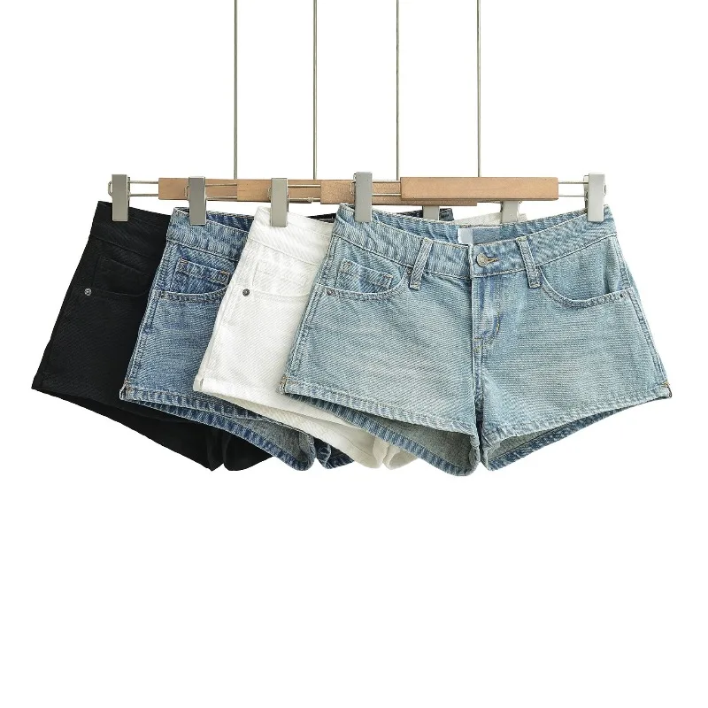 

Fashion retro split denim shorts women summer shorts 2026 New sexy low waist pockets straight leg hot pants trend Woman Jeans