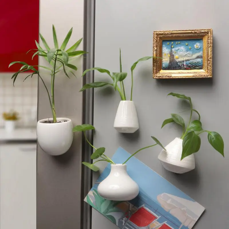 3D Ceramic Vase Fridge Magnet, Creative Decor Sticker