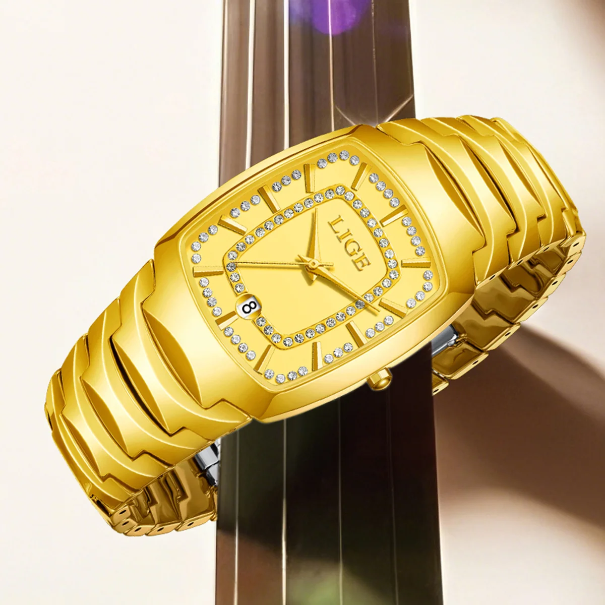 LIGE Elegancki damski zegarek Moda Casual Ceramiczny pasek Kalendarz Kwarcowy zegarek na rękę Wodoodporny Biznesowy luksusowy prezent Zegarki damskie