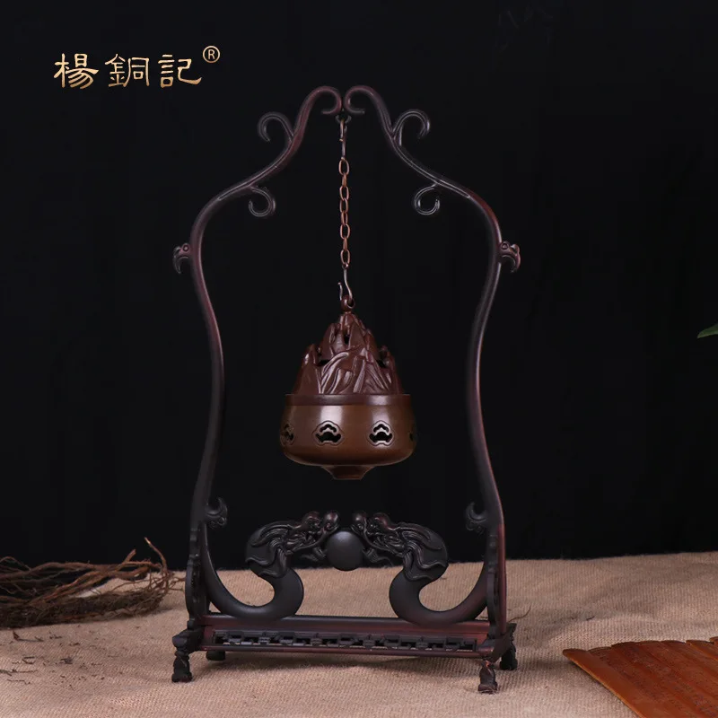 Yang Tongji Pure Copper Boshan Furnace Hanging Incense Burner Ornaments Crafts Home Decoration Boshan Furnace Hanging Furnace