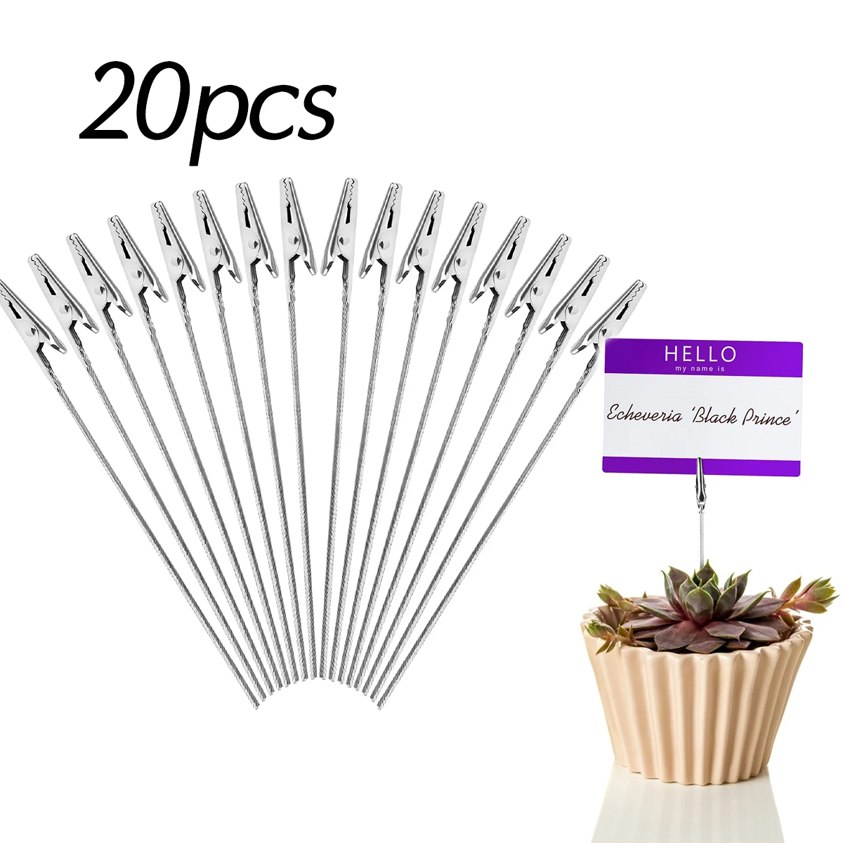 20 Piezas de Pinzas Metálicas de Caimán con Cola Larga, Soporte para Fotos, Clips para Notas, Tarjetas y Fotos DIY