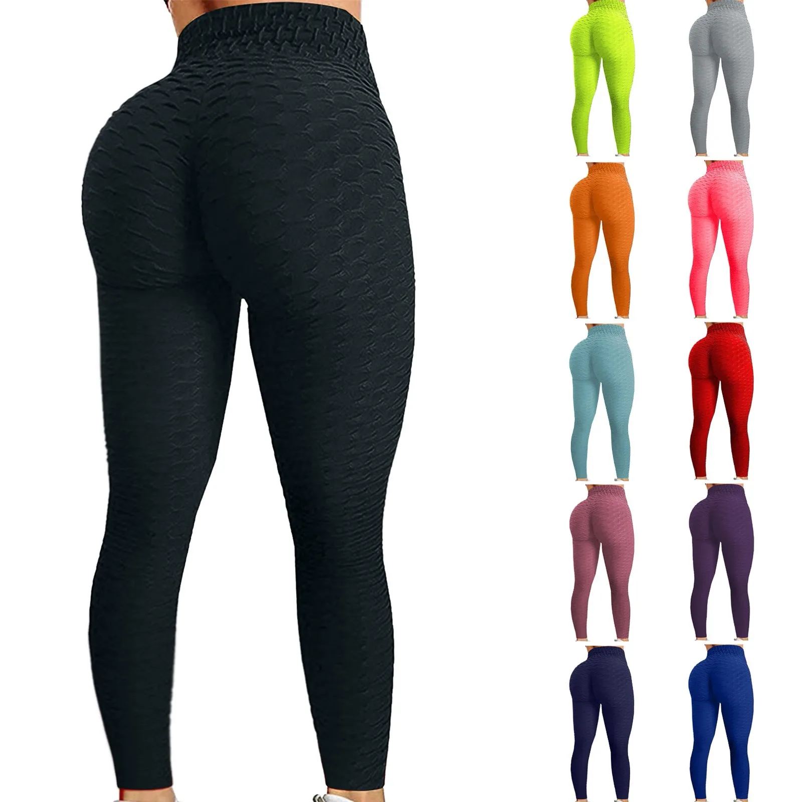 Women\'s Bubble Hip Lifting Exercise Fitness Running High Waist Yoga Pants