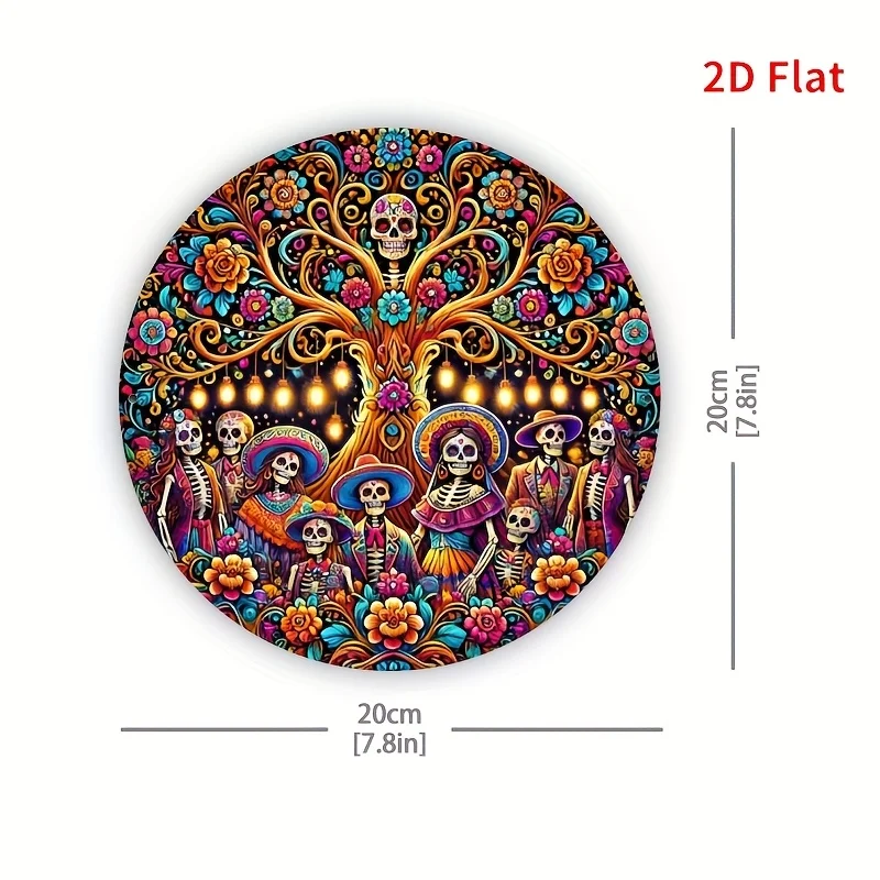 [2D Flat]1pc Day of the Dead & Cinco de Mayo Sugar Skull Wreath Sign - 8x8