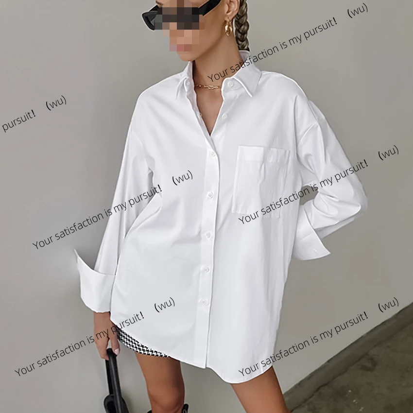 

Простая белая рубашка в стиле бойфренда, повседневная мода 25, весенне-летняя повседневная универсальная женская рубашка среднего и длинного цвета