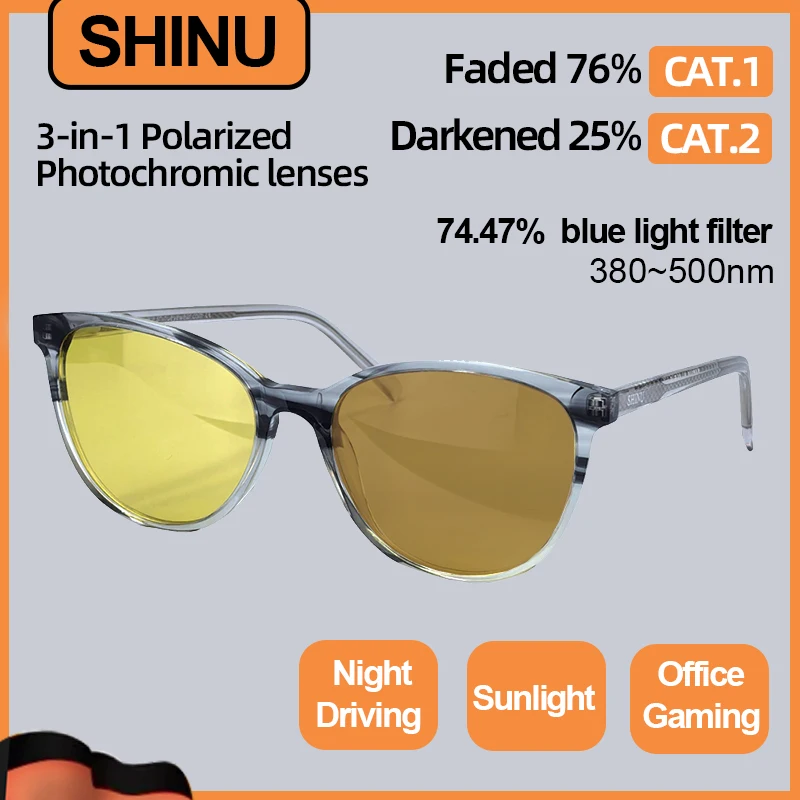 

Cat Eye Acetate Polarized Sunglasses Woman Day and Night Driving Glasses Photochromic Sunglasses Woman Blue Light Glasses 136mm