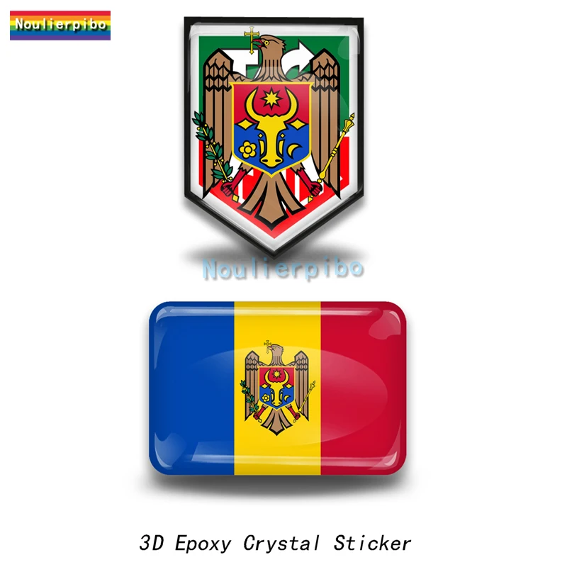

3D Epoxy Resin Car Dome Sticker Moldova Flag National Emblem Map Car Bumper Window Motorcycle Helmet Laptop Vinyl Stereo Sticker