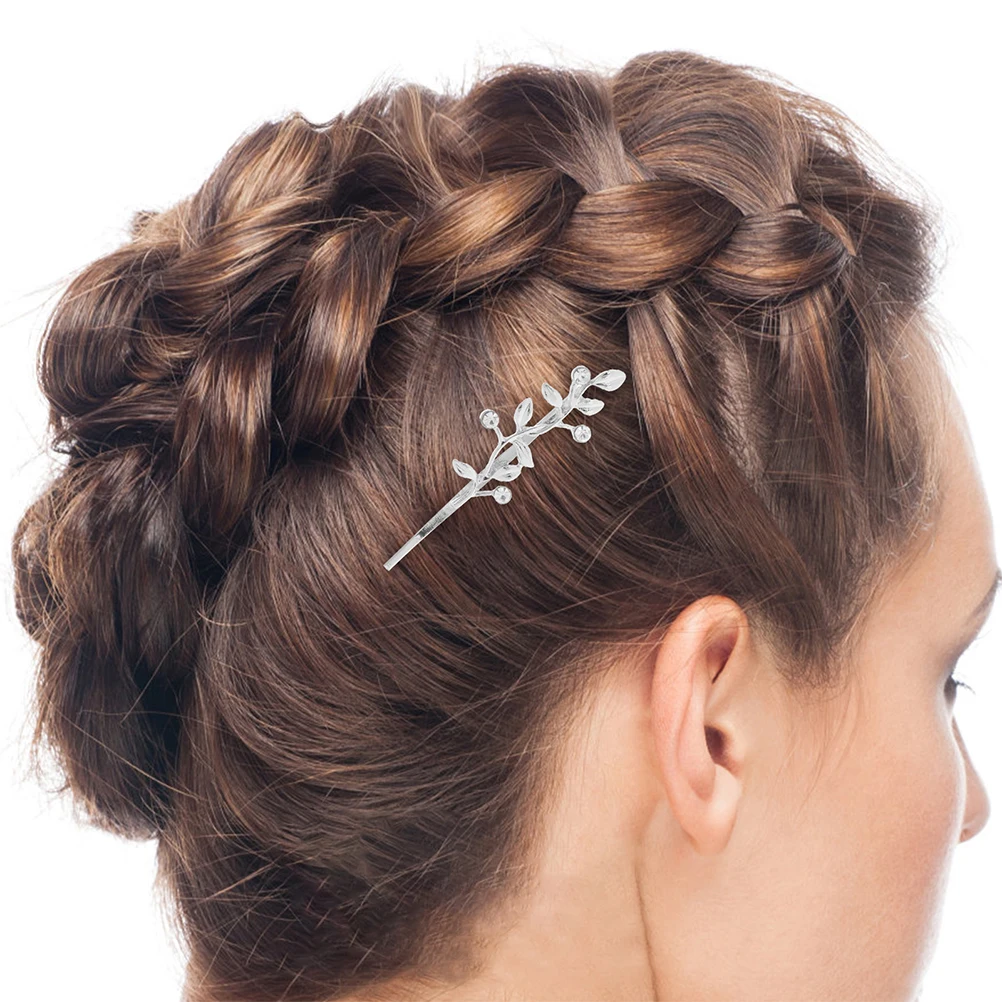

2 Pcs Hair Accessories Clip for Women Jewelry Silver Alloy Bride Girls