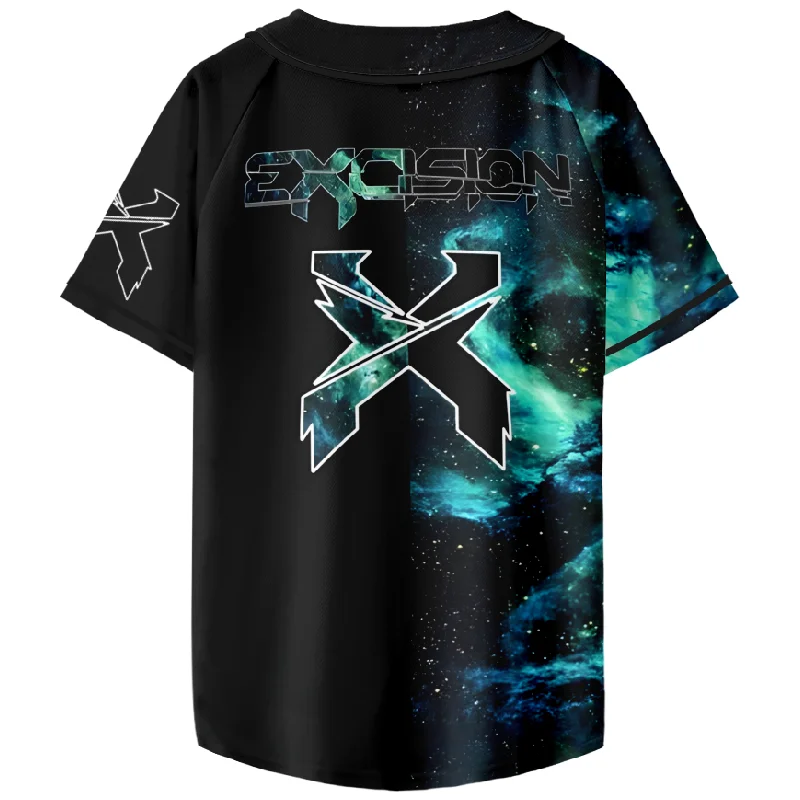 Excision Jersey Blue/Green Galaxy Custom Baseball Jersey Harajuku Thin button Baseball Uniform Baseball Jersey For EDM