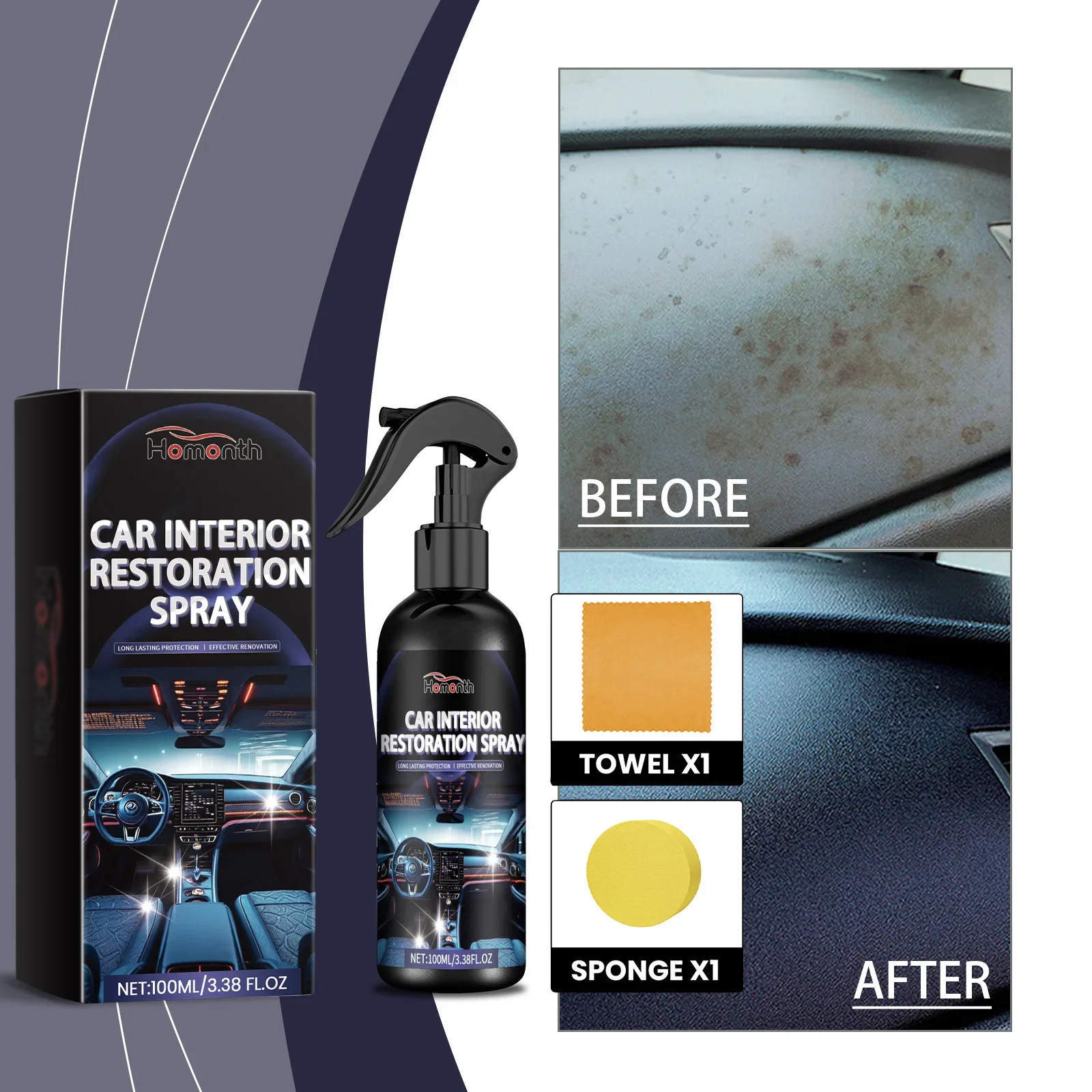 Homonth Automotive interior Retreader Deep cleaning, waterproof and anti-fouling Reconditioning interior maintenance cleaner