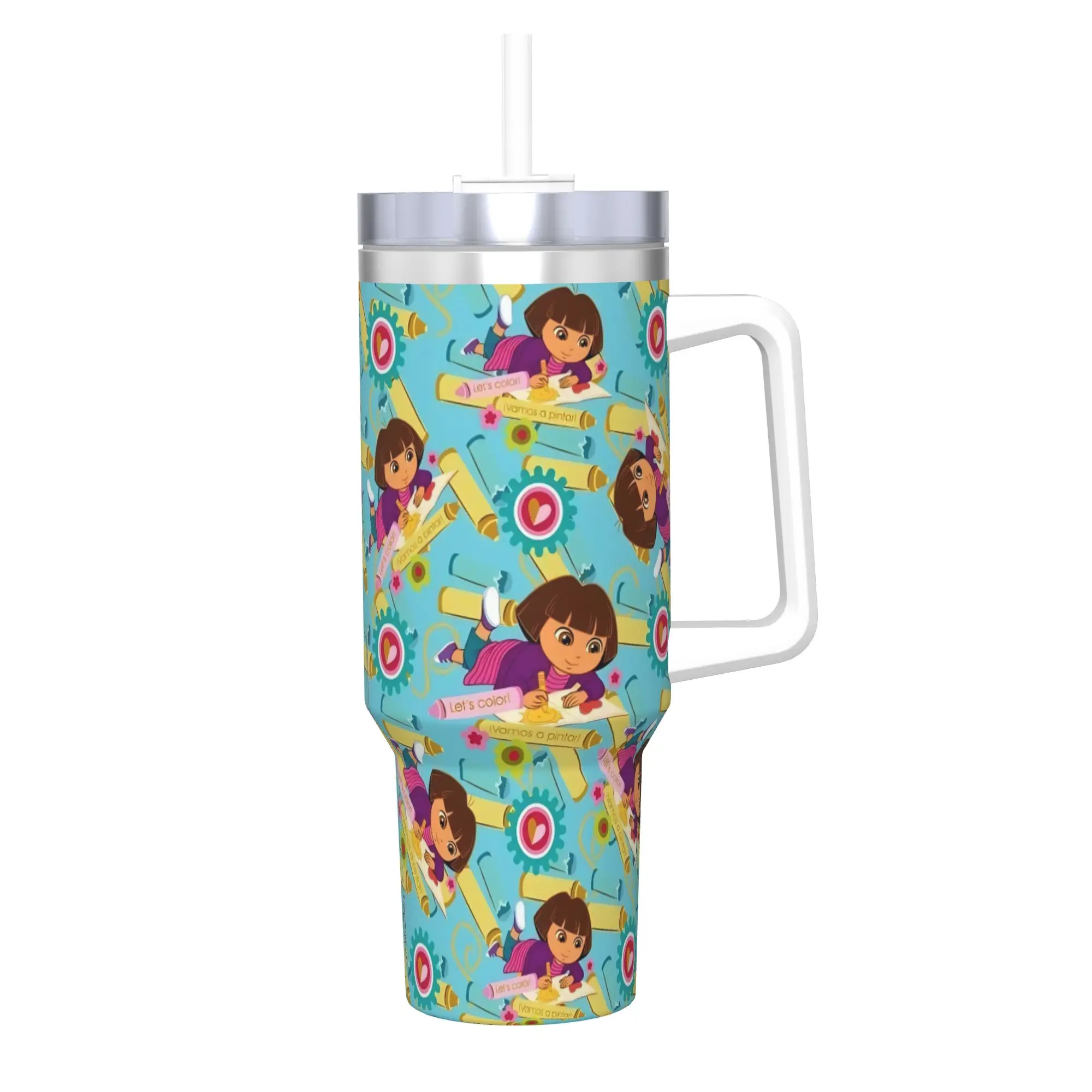 D-Doras The Explorers Tumbler With Straw  Stainless Steel Travel Mugs Double Wall Vacuum Insulated for Cold Or Hot 40oz