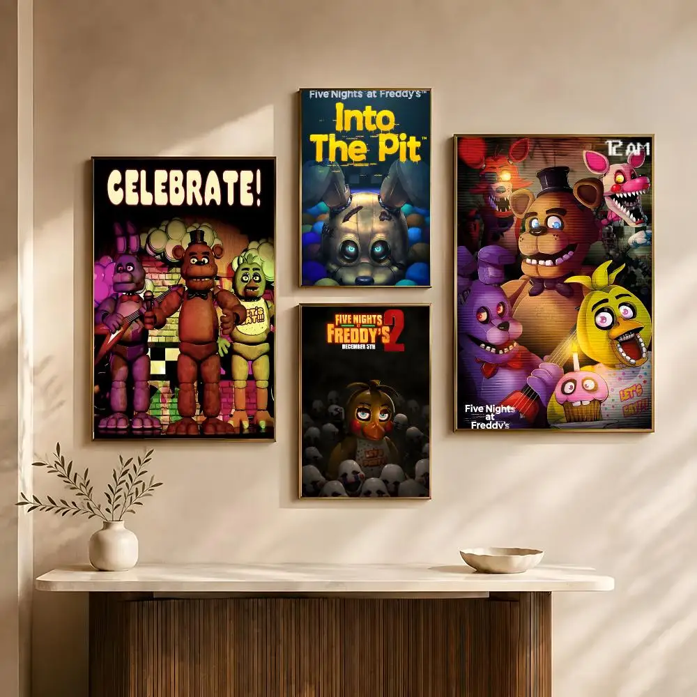 Game Five Nights at Freddy's Poster Poster HD Waterproof PP Self-Adhesive Removable Wall Art for Bedroom   Decor Gift