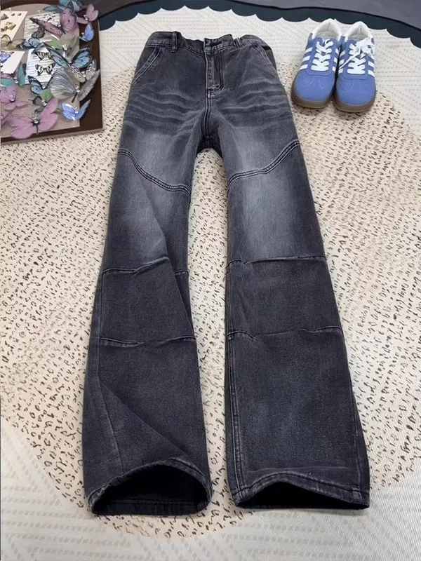 

Retro American Cleanfit Men's Jeans Flared Design Casual Straight Leg Pants Youthful Trendy Versatile Cotton Polyester Blend