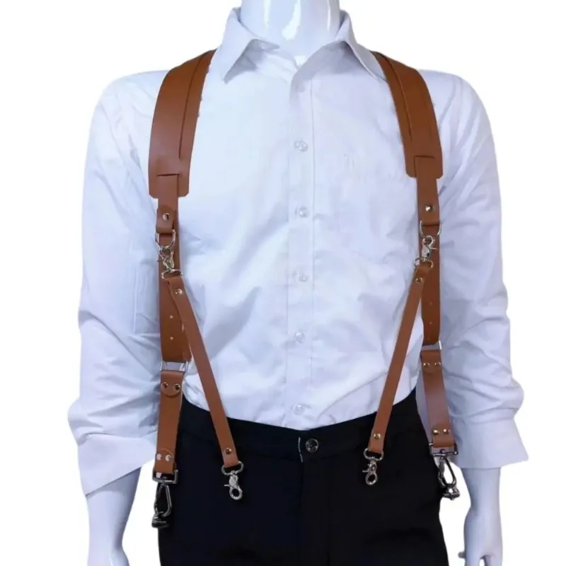 PU Leather Adjustable Dual Camera Harness for DSLR Photographers, Shock-Absorbing Shoulder Strap with Quick-Release Hooks for