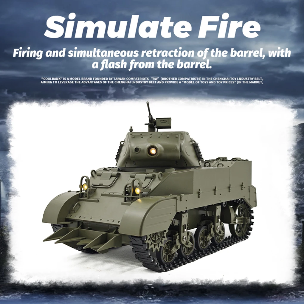 Радиоуправляемый танк 1:16 M8, самоходная артиллерия с вращением дымовой башни на 360° °   Электрический танк с дистанционным управлением, военная модель игрушки