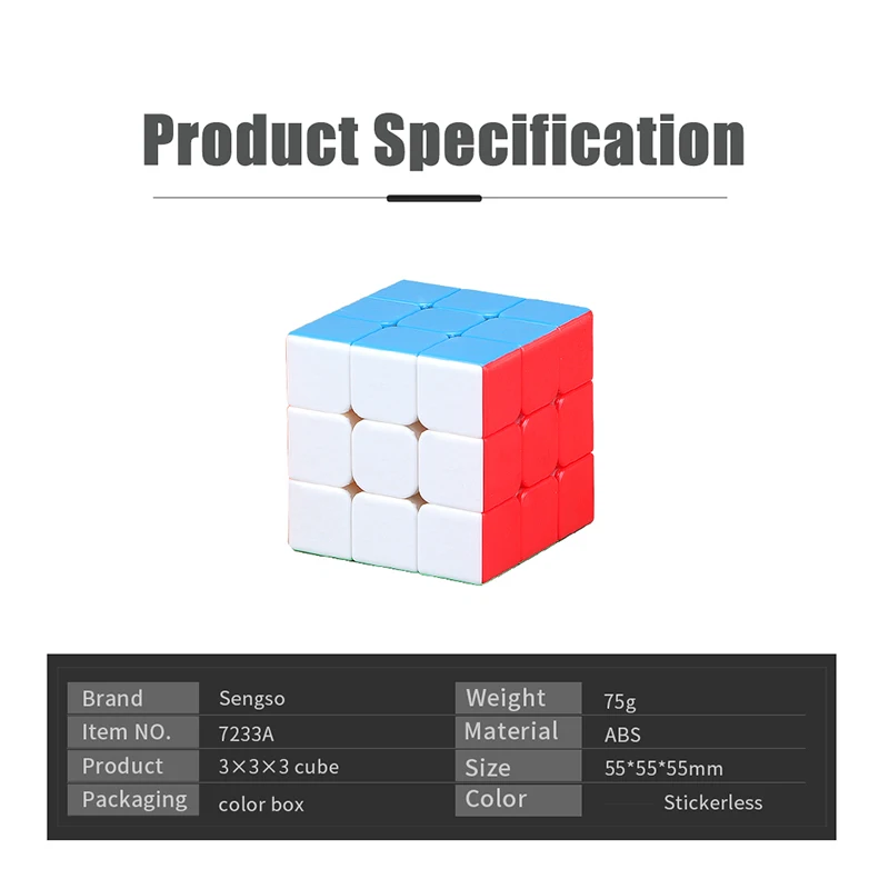 SENGSO Hot Selling Toys 3x3x3 Series Stickerless Magnetic Frosted Magic Cube for Kids Puzzles Smooth Cube Educational Toys
