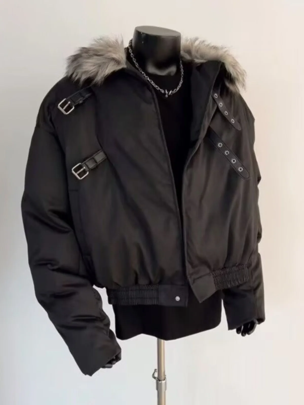 

Trendy High Street Jaet Cotton Coat Leather Decoration Warmth Collar Functional Spring Autumn Winter Men's Faion Outerwear