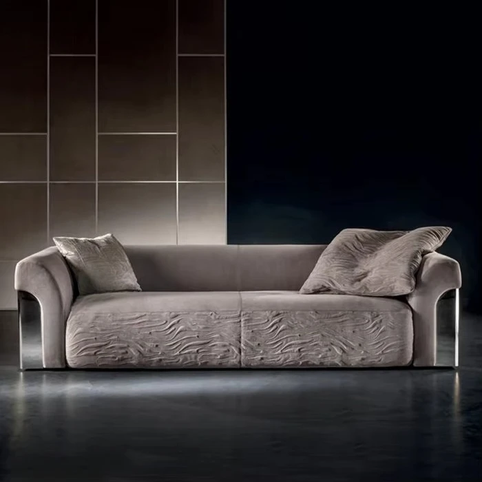 

High-end Furniture Modern Luxury Villa Chocolate Brown 2 Seats Frosted Leather Sofa