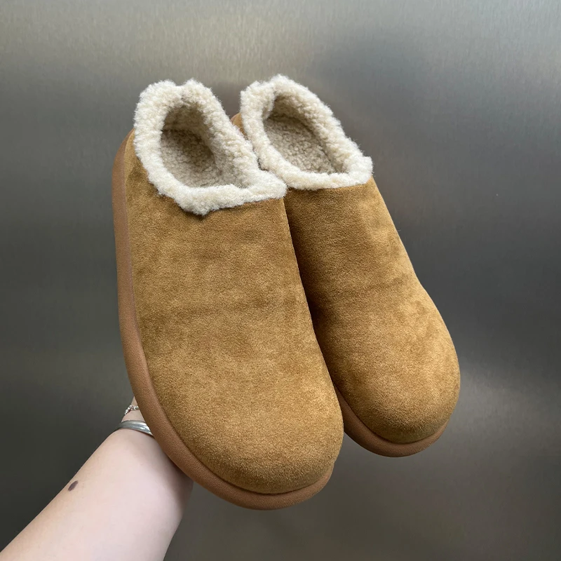 

Winter Men Half Drag Cotton Shoes with Cotton Lining for Warmth Couple's New Style Simple Fashionable Boken Shoes