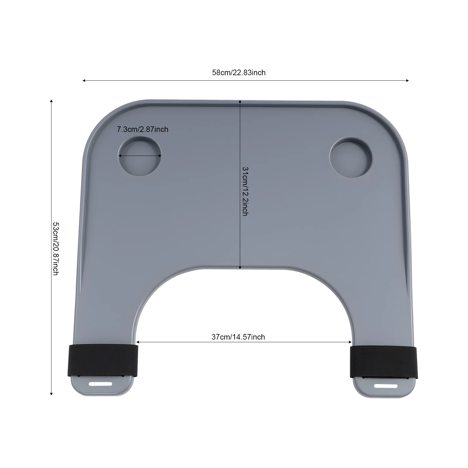 Wheelchair Tray, Universal Lap Desk for Wheelchair, ABS Table Board with Reinforced Back, Long Strap Mount, Extra Wide Surface for Meals, Reading, Writing, Durable Lightweight Spill Resistant, Support for Elderly Disabled, Nursing Care, Home Accessory