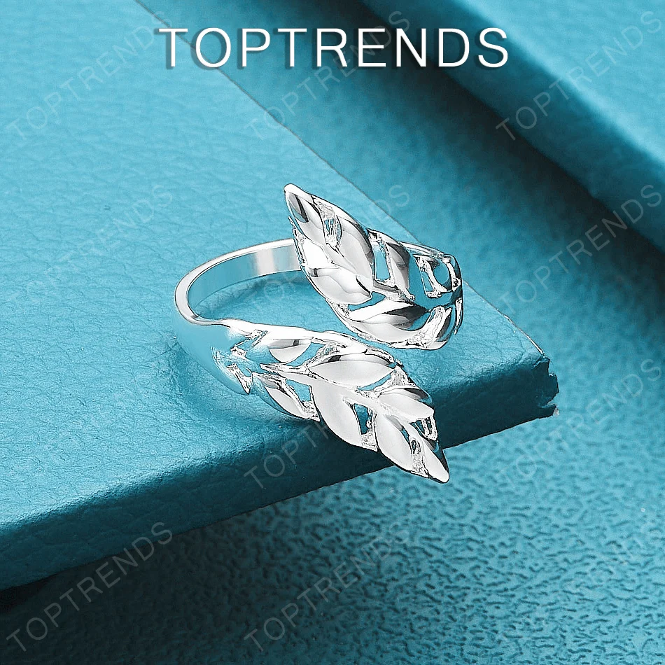 Best-Selling Women's 925 Sterling Silver Feather Open Ring Exquisite High-Quality Jewelry For Birthday Party Gifts Everyday Wear