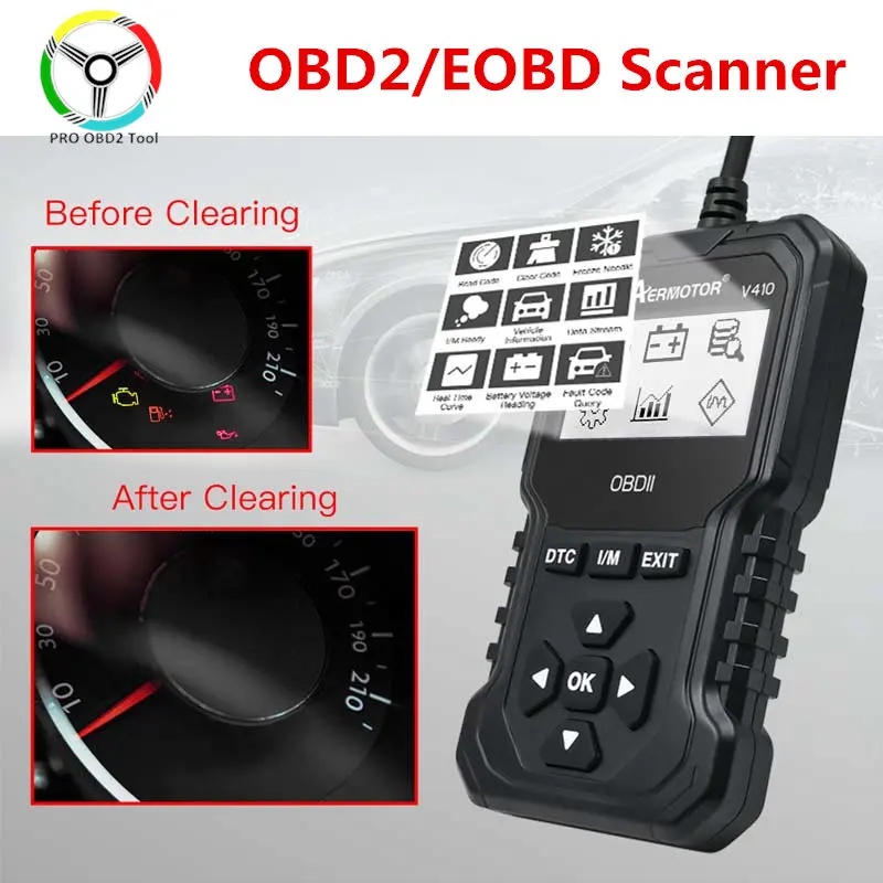 AERmotor OBD2/EOBD Scanner V410 Check Auto Engine System OBDII Diagnostic Tools Automotive Professional Code Reader Scanner