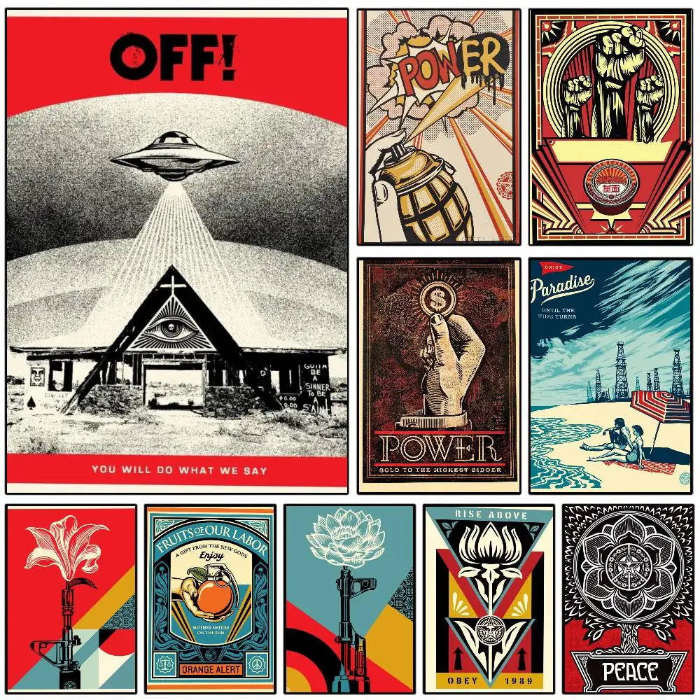 أعمال فنية S-Shepard F-Fairey ملصق HD جدار لزج مقاوم للماء غرفة المعيشة المنزلي غرفة النوم شريط النوم الديكور الجمالي