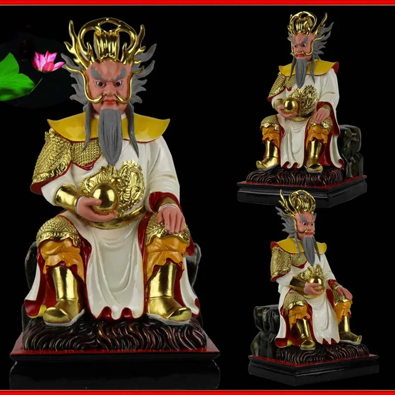 

30cm large HOME Temple Shrine efficacious protection Patron saint Asia Sea god Dragon King Gold plating FENG SHUI art statue