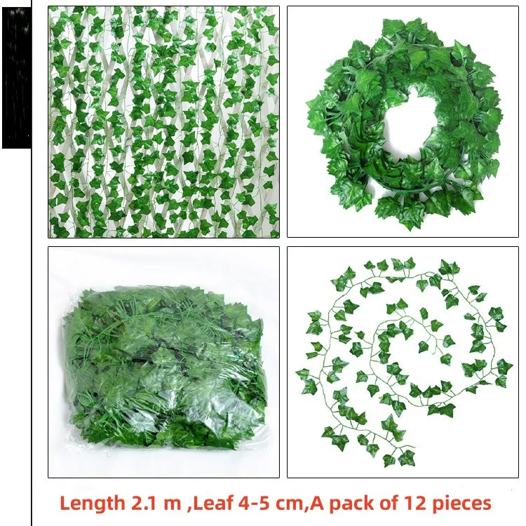 5/12pcs Plants Vine Fake Foliage Green Hanging Christmas Garland Plants Vine Leaves Diy Wedding Party Garden Home Decoration