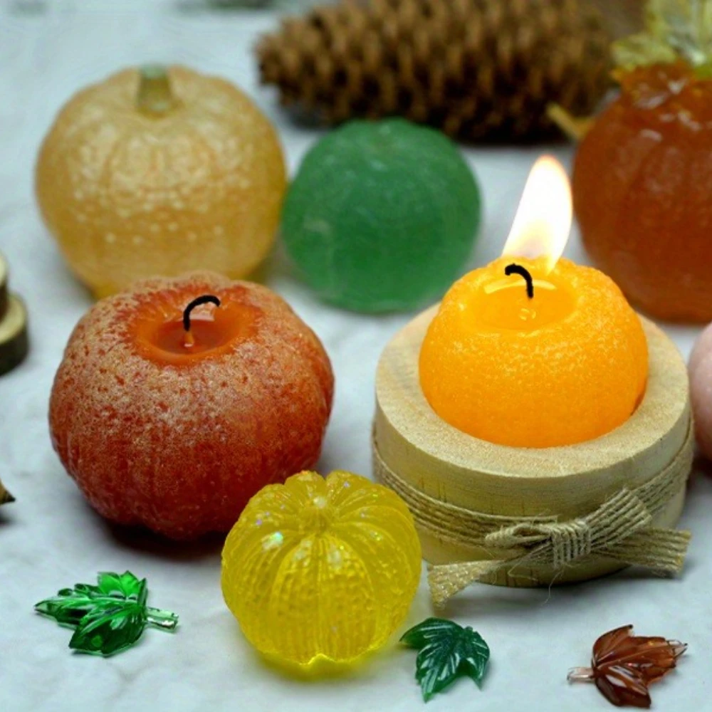 3-teiliges 3D-Kürbisblatt-Silikonform-Set für handgefertigte Duftkerzen und Gipsharz, Kunsthandwerk, Halloween-Party-Dekoration und Geschenke