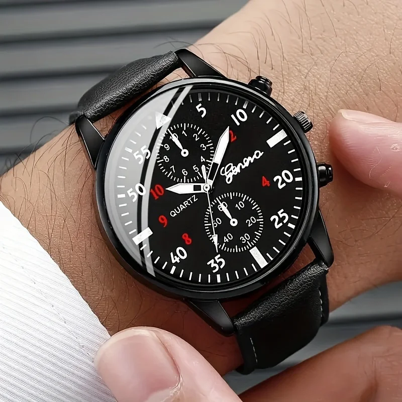 Fashionable Men's Quartz Watch & 3pcs Bracelets Set - Ideal Gift Choice, Suitable For Any Occasion, Gift For Boyfriend/Dad