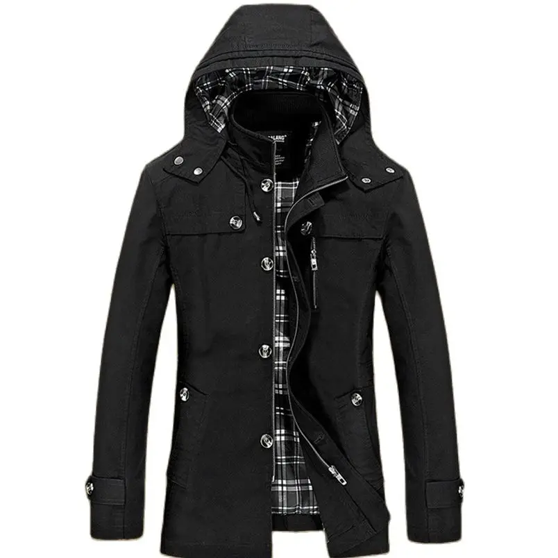 

Nice spring and autumn Pop men's large windbreaker Korean slim fit medium and long men's Hooded Coat